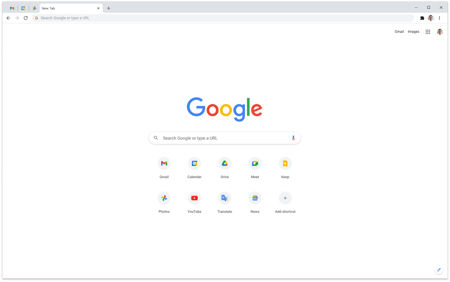 Computer, der viser startsiden Google.com.