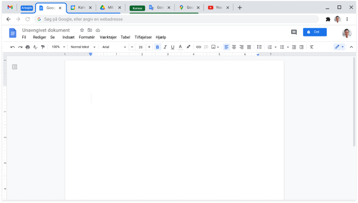 Et Chrome-browservindue, der viser kombinationen af flere faner i en fanegruppe.