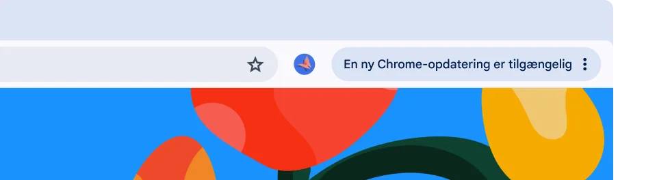 En browsers brugerflade viser et grønt opdateringsikon, som angiver, at browseren er klar til at genstarte, så den kan installere en automatisk opdatering.