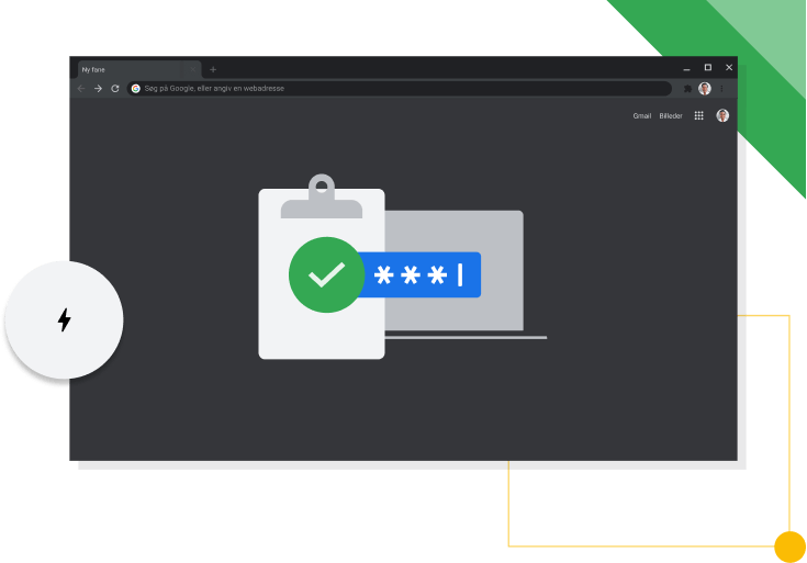 Et Chrome-browservindue i mørk tilstand, der viser Googles produktivitetsikon.