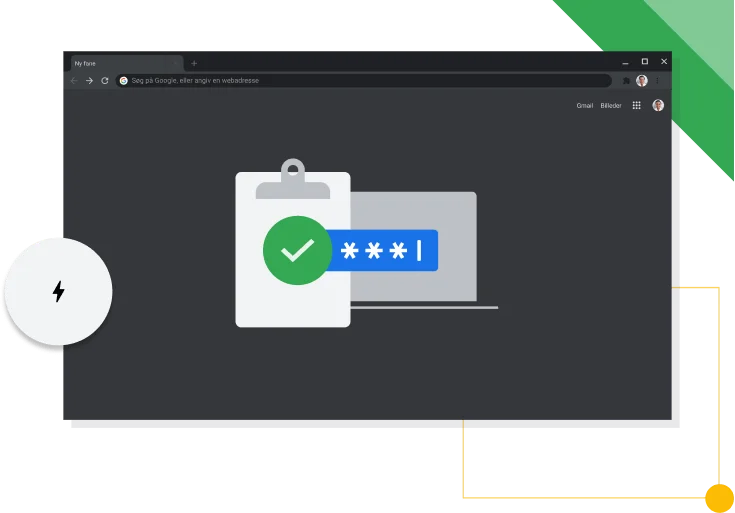Et Chrome-browservindue i mørk tilstand, der viser Googles produktivitetsikon.
