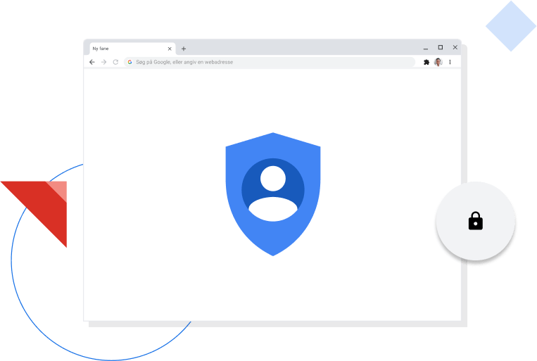 Et Chrome-browservindue, der viser Googles privatlivsikon.
