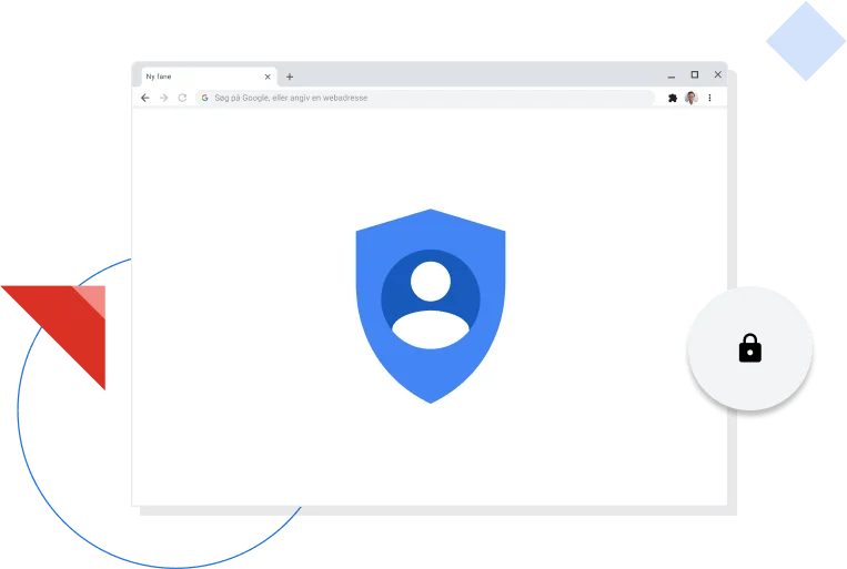 Et Chrome-browservindue, der viser Googles privatlivsikon.