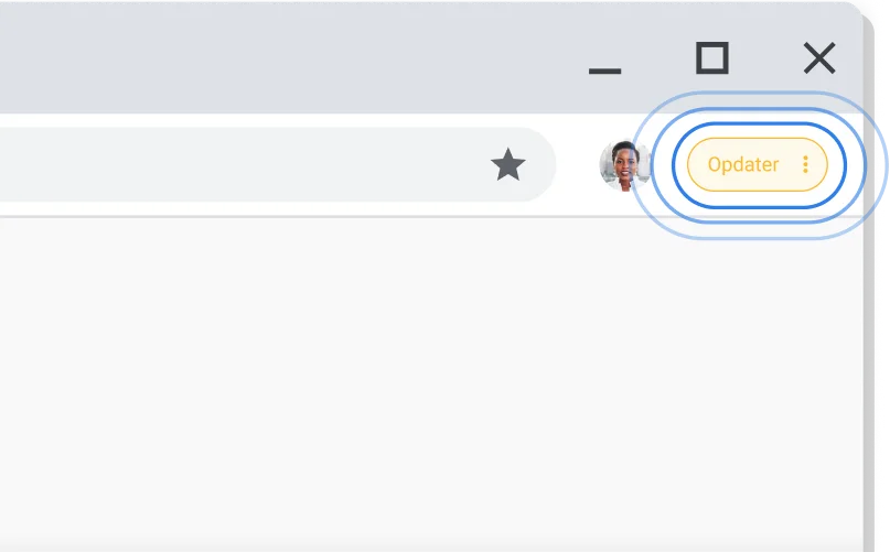 Anvendelse af en afventende opdatering Besked om en ventende opdatering i Chromes brugerflade