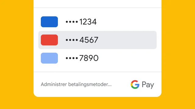 Af sikkerhedsmæssige årsager viser Google Pay kun de sidste fire cifre for tre kreditkort.