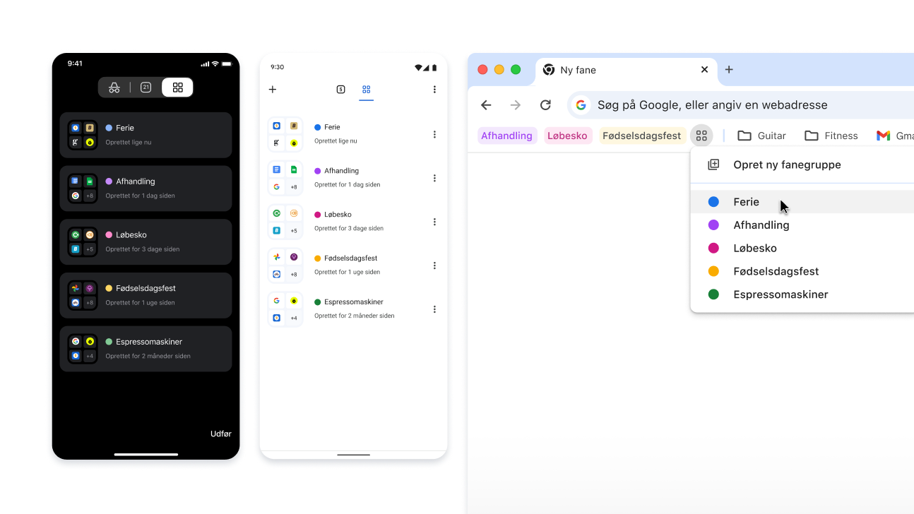 Fanegrupper på iOS-, Android- og computerenheder
