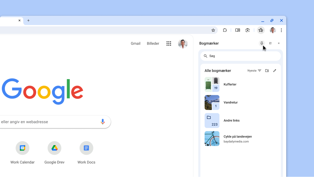 Sådan fastgør du et Chrome-sidepanel på værktøjslinjen
