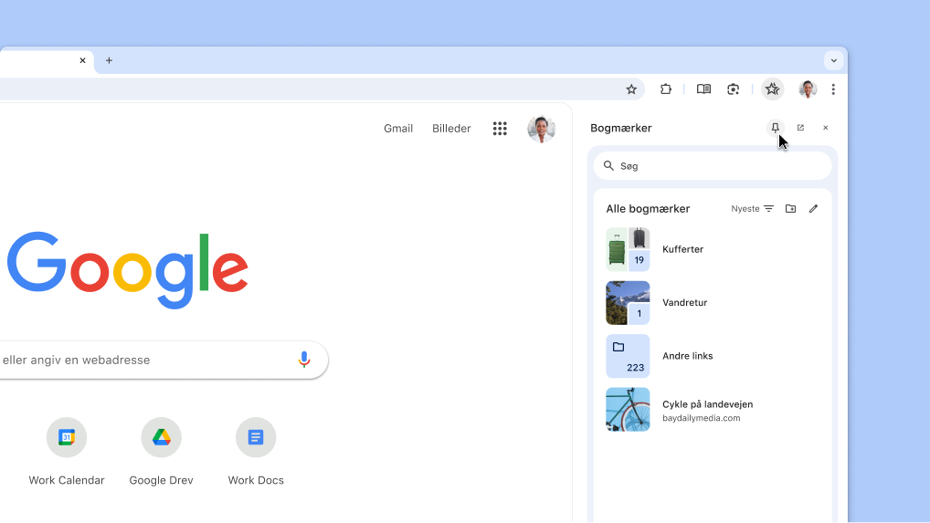 Sådan fastgør du et Chrome-sidepanel på værktøjslinjen