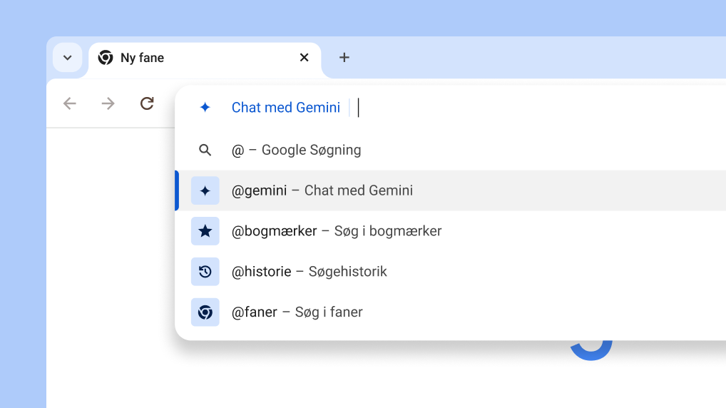 Chat med Gemini i adresselinjen