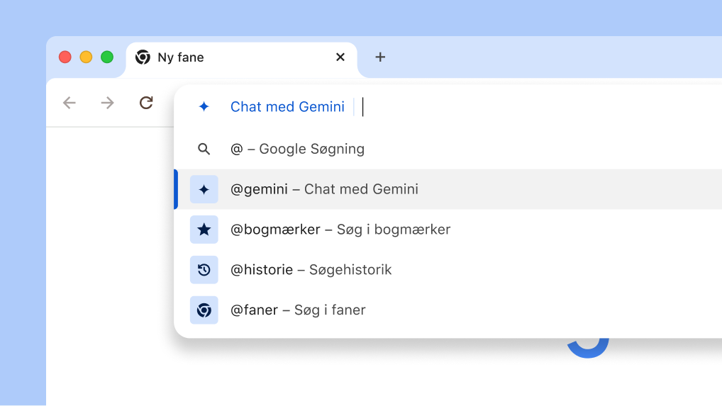 Chat med Gemini i adresselinjen