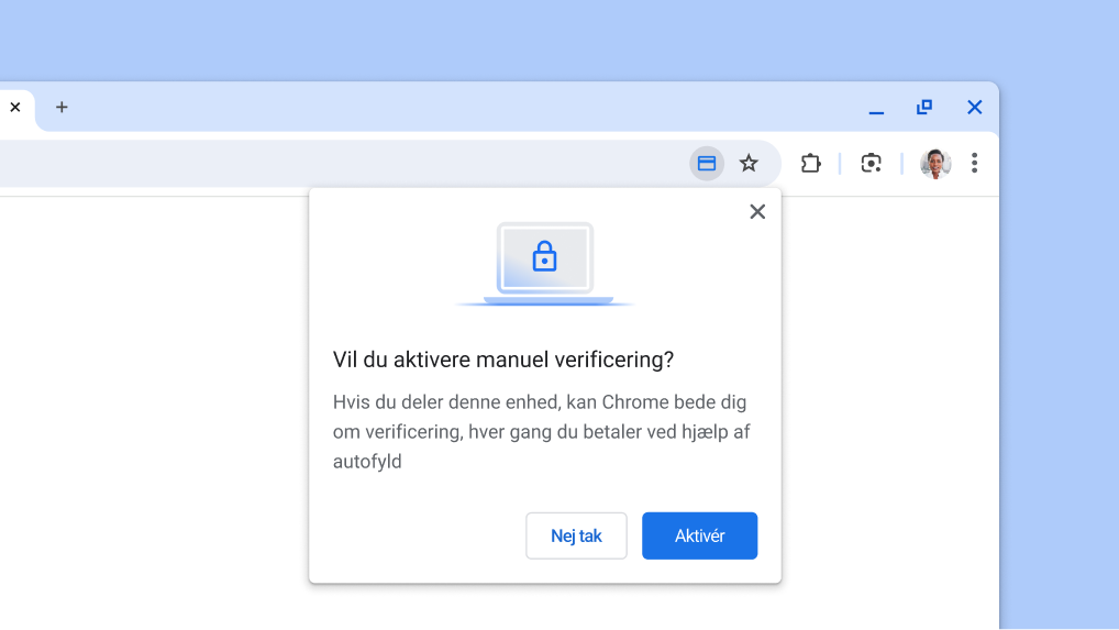 Aktivér manuel verificering ved betaling med autofyld.