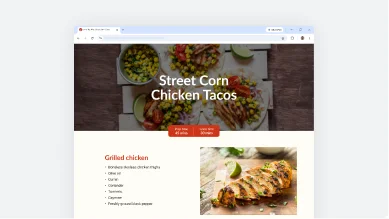 Chrome UI showing recipe customization feature