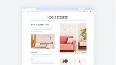Chrome UI showing home design feature