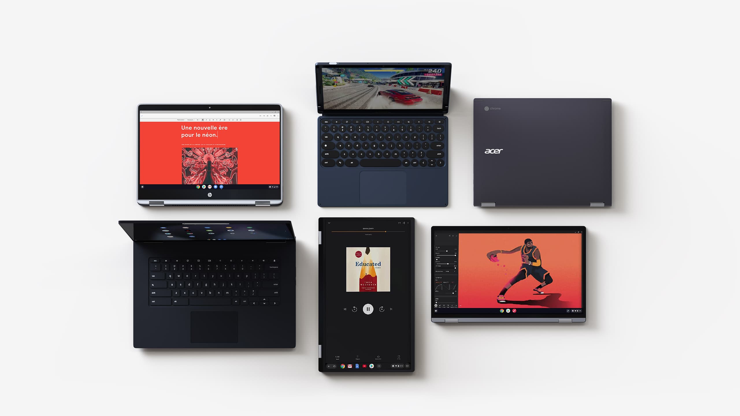 Chromebooks hjælper dig med hurtigt at få klaret dine opgaver, uanset om det drejer sig om at oprette dokumenter, spille Asphalt 9 eller læse en bestseller.
